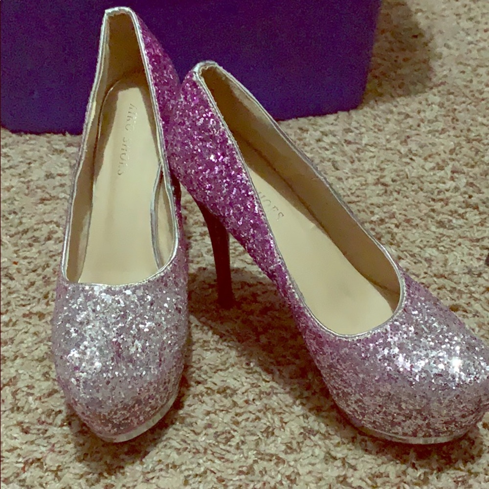 Purple and Silver glitter stiletto heels